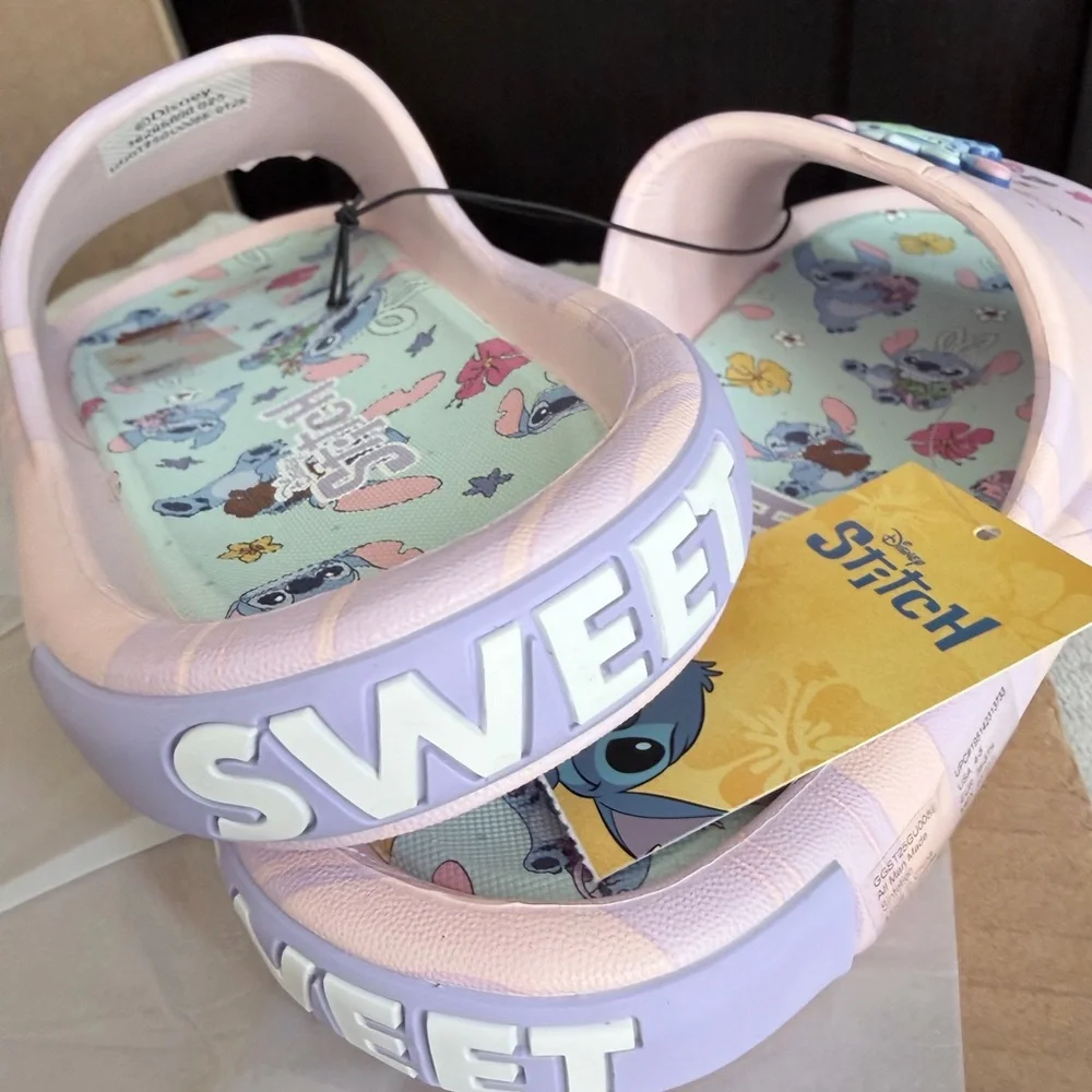 Stitch Big Kids Size 2-3 4-5 Slide- Light Pink